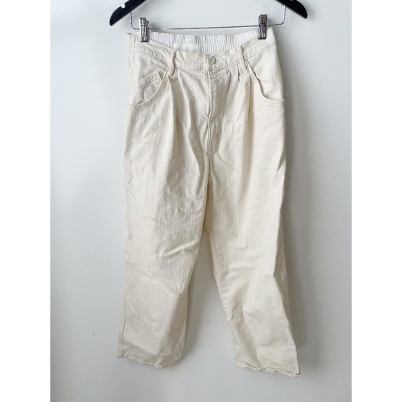 Mother Superior The Half Spring Pleated Greaser Ankle Wide Leg Jeans Act Natural - Picture 4 of 13